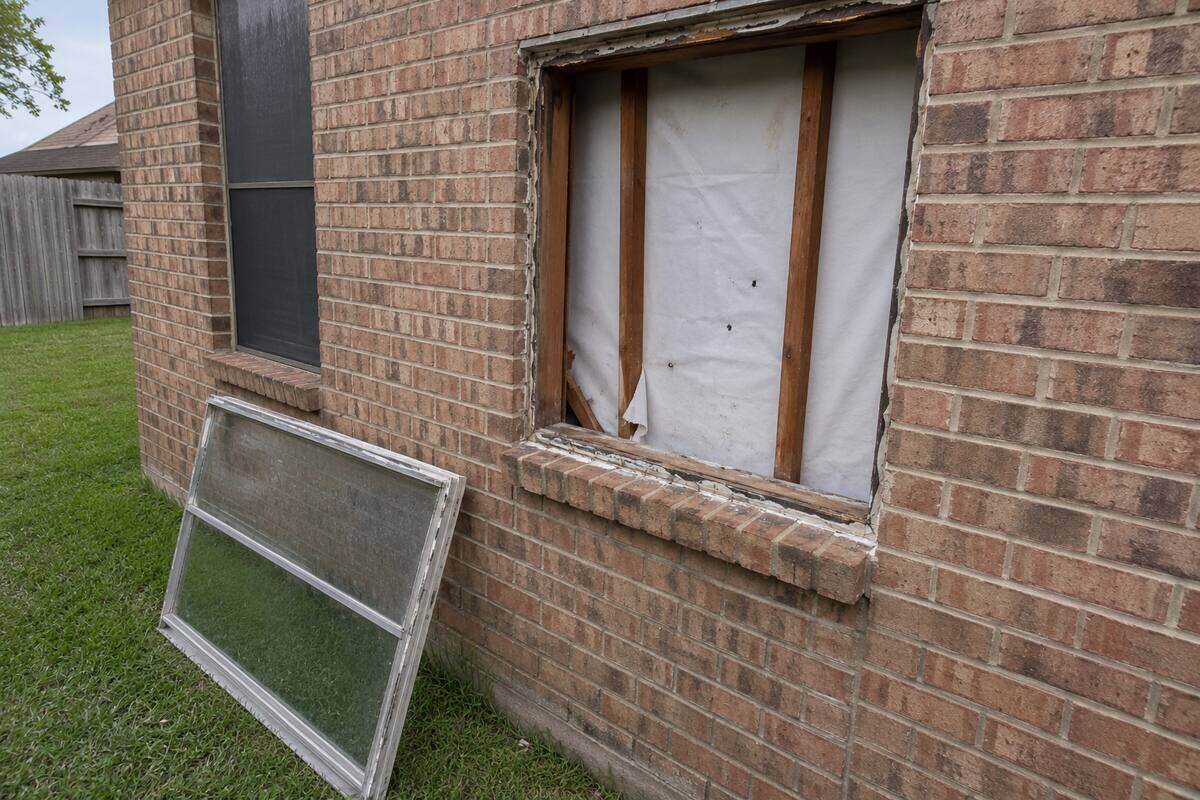 Rough opening exposed after an old window was removed